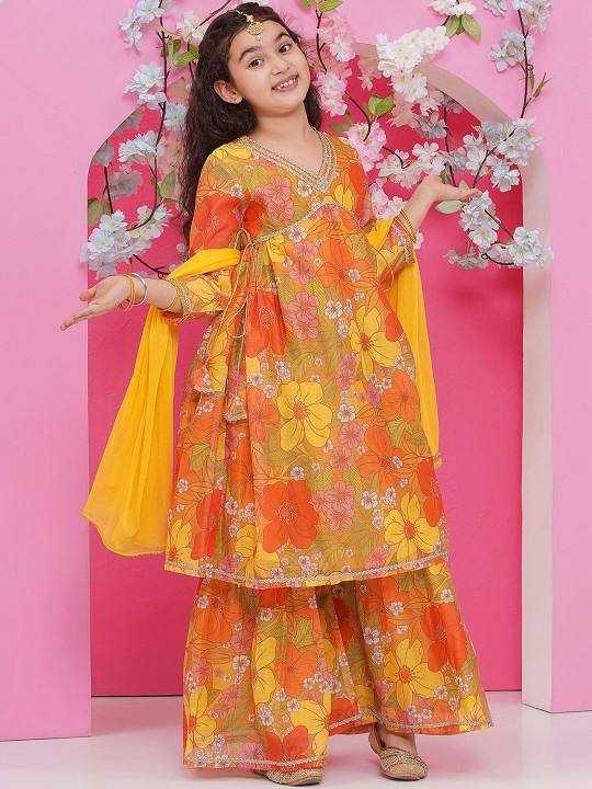 YNF Wholesale Chanderi Cotton    Kids Sharara KESH642 05 | Surat Manufacturer