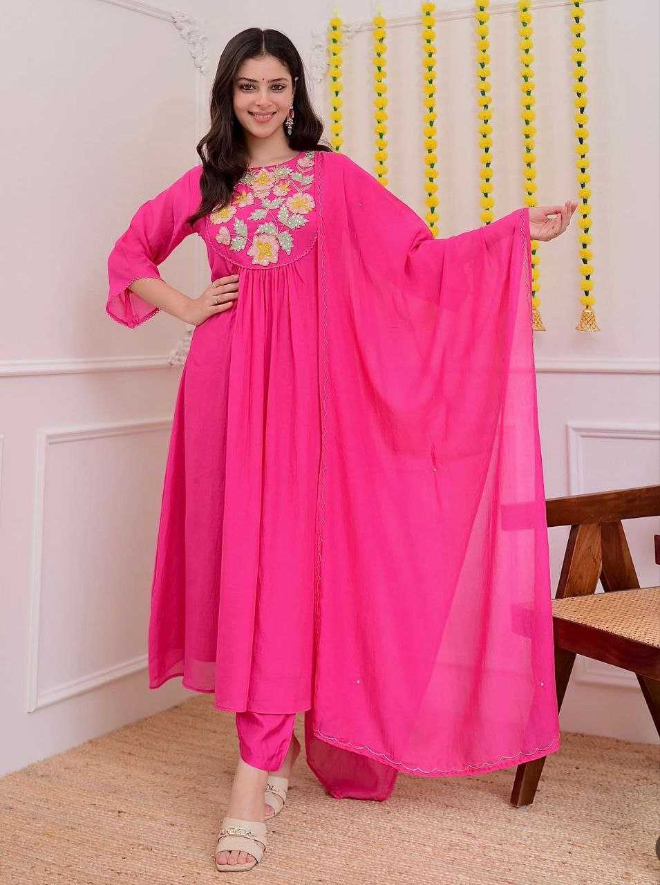 YNF Wholesale Chanderi Silk Embroidered Dresses RIN217 352 | Surat Manufacturer
