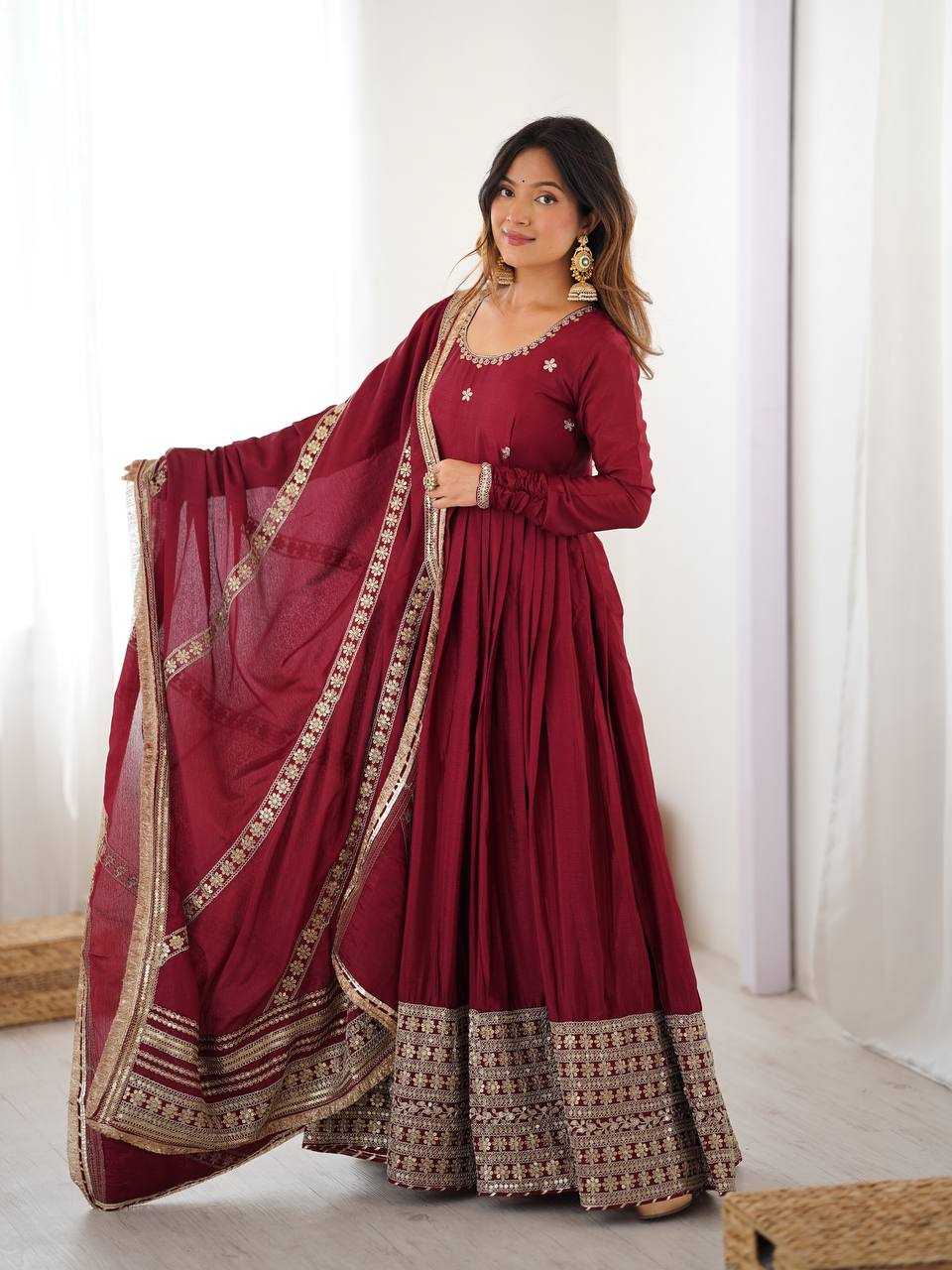 YNF Wholesale Chinon Silk Fancy Gowns RIN133 27 | Surat Manufacturer