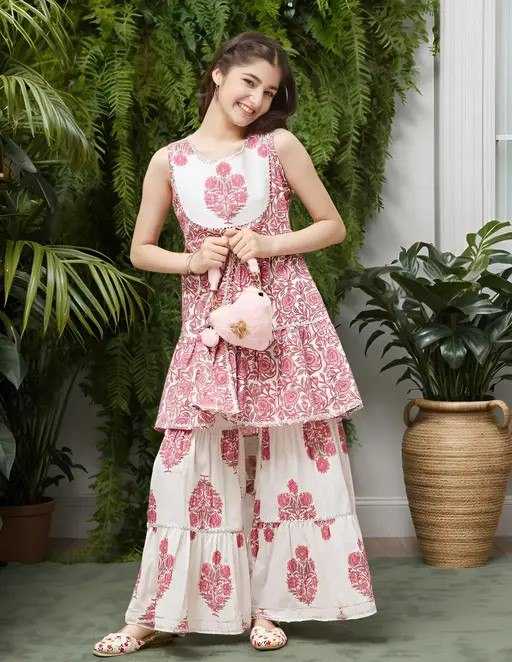 YNF Wholesale Cotton Kids Sharara KESH642 011 | Surat Manufacturer