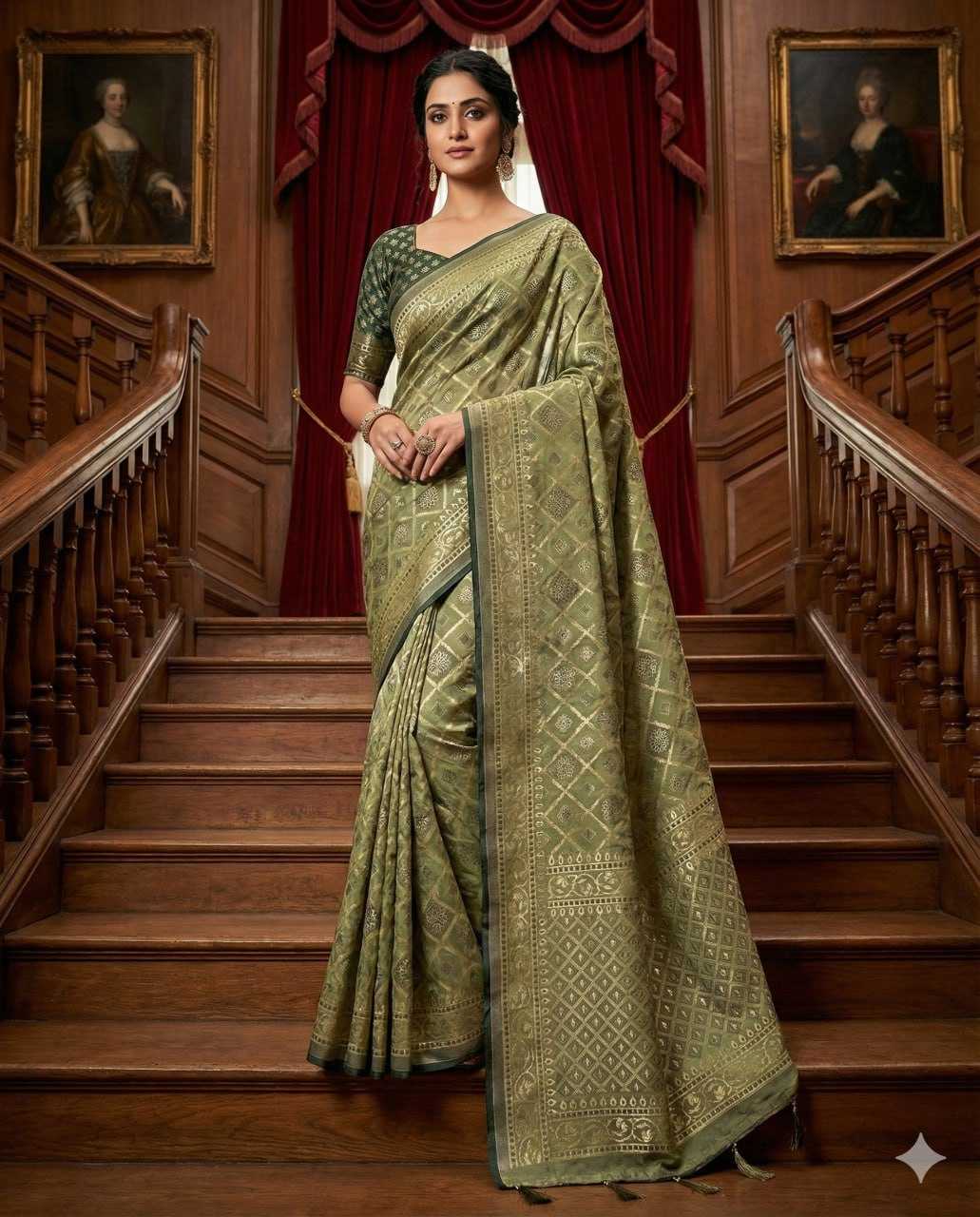 YNF Wholesale Dull Moss Fancy Sarees KESH441 Chandrakala 3 | Surat Manufacturer