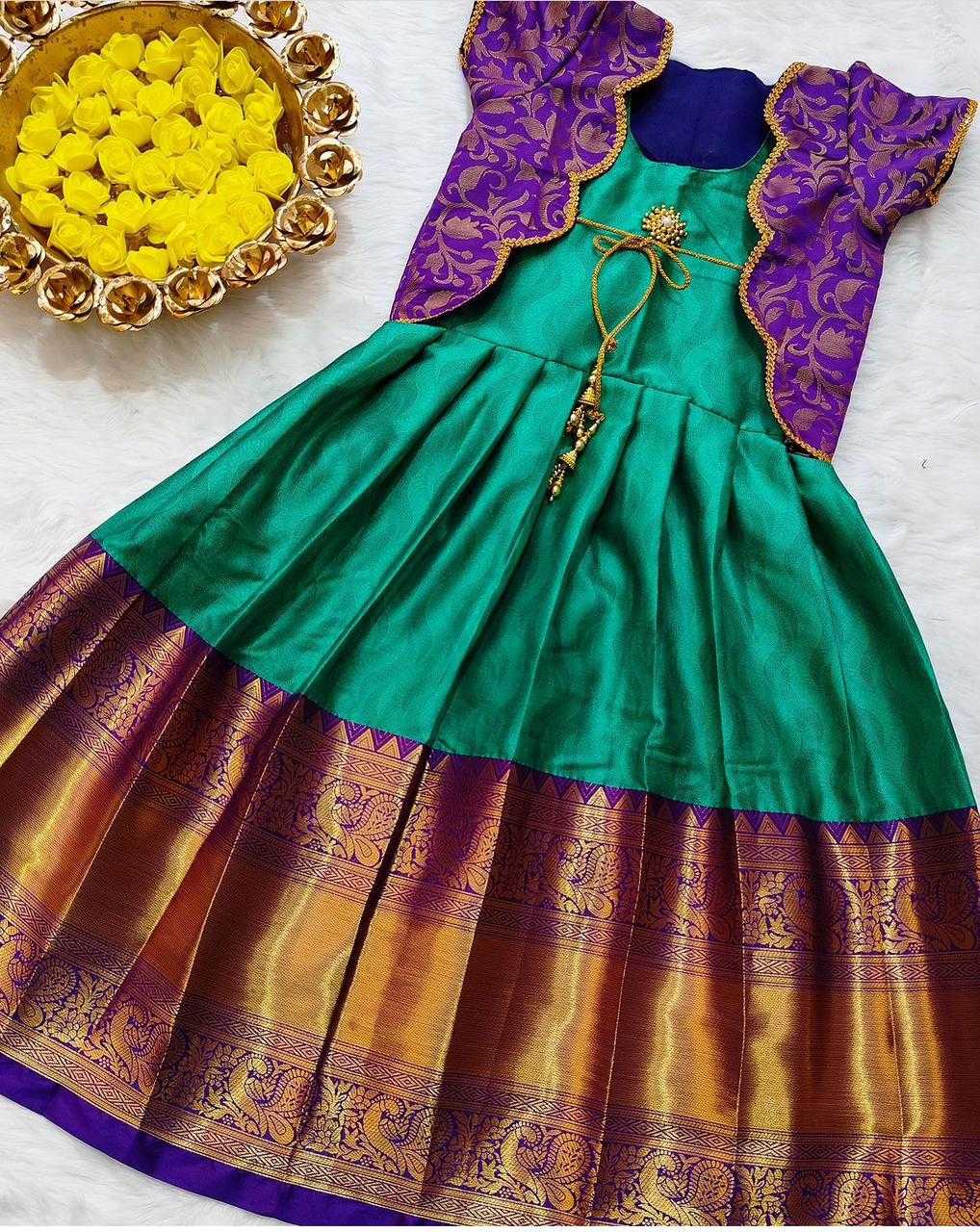 YNF Wholesale Lichi Silk Kids Gown RIN235 Snehal | Surat Manufacturer