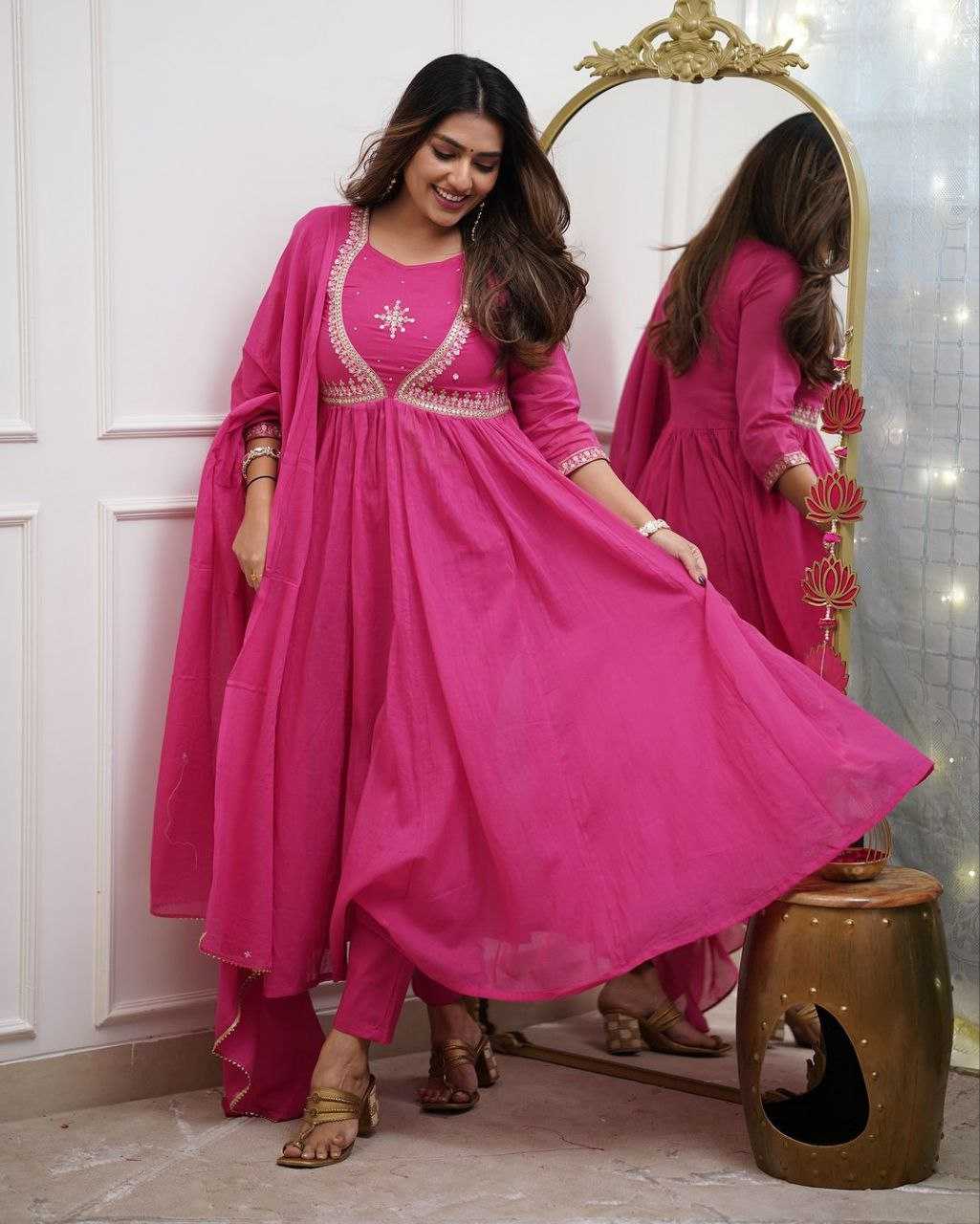 YNF Wholesale Muslin Cotton Floor-Length Dresses KESH654 Anarkali | Surat Manufacturer