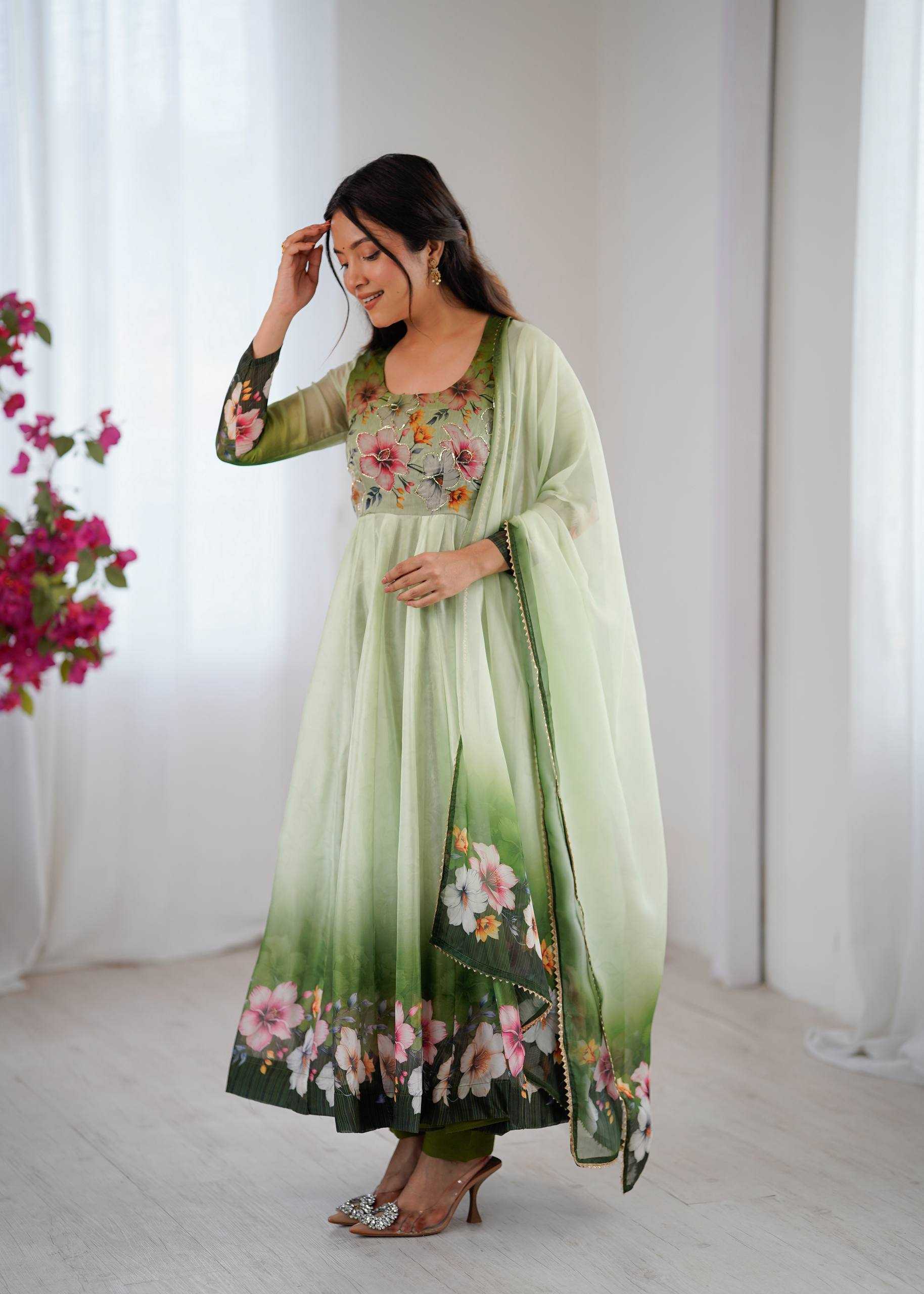 YNF Wholesale Organic Silk Printed Gowns KESH513 531 | Surat Manufacturer