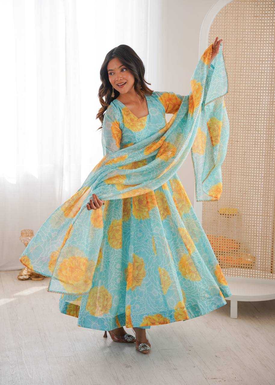 YNF Wholesale Organza Party Wear Gowns KESH617 | Surat Manufacturer