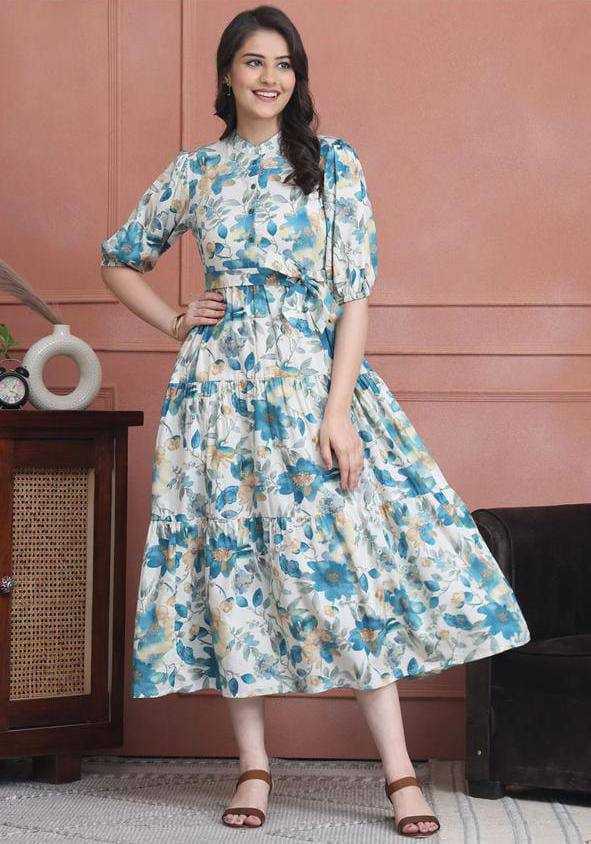 YNF Wholesale Poly Rayon Designer Kurtis KESH175 Chandramukhi-sky ] | Surat Manufacturer
