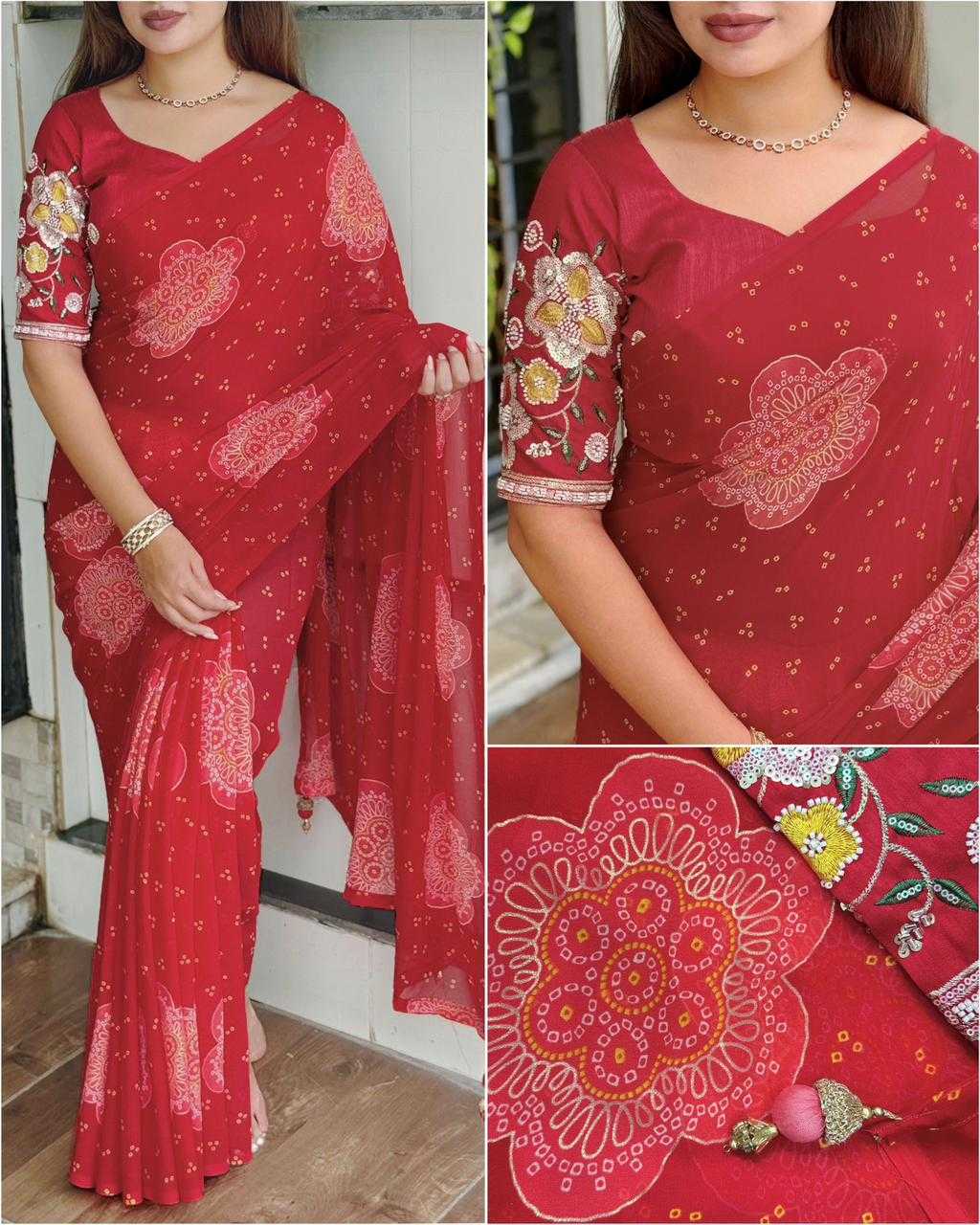 YNF Wholesale Premium Georgette Designer Sarees KESH501 Rani | Surat Manufacturer