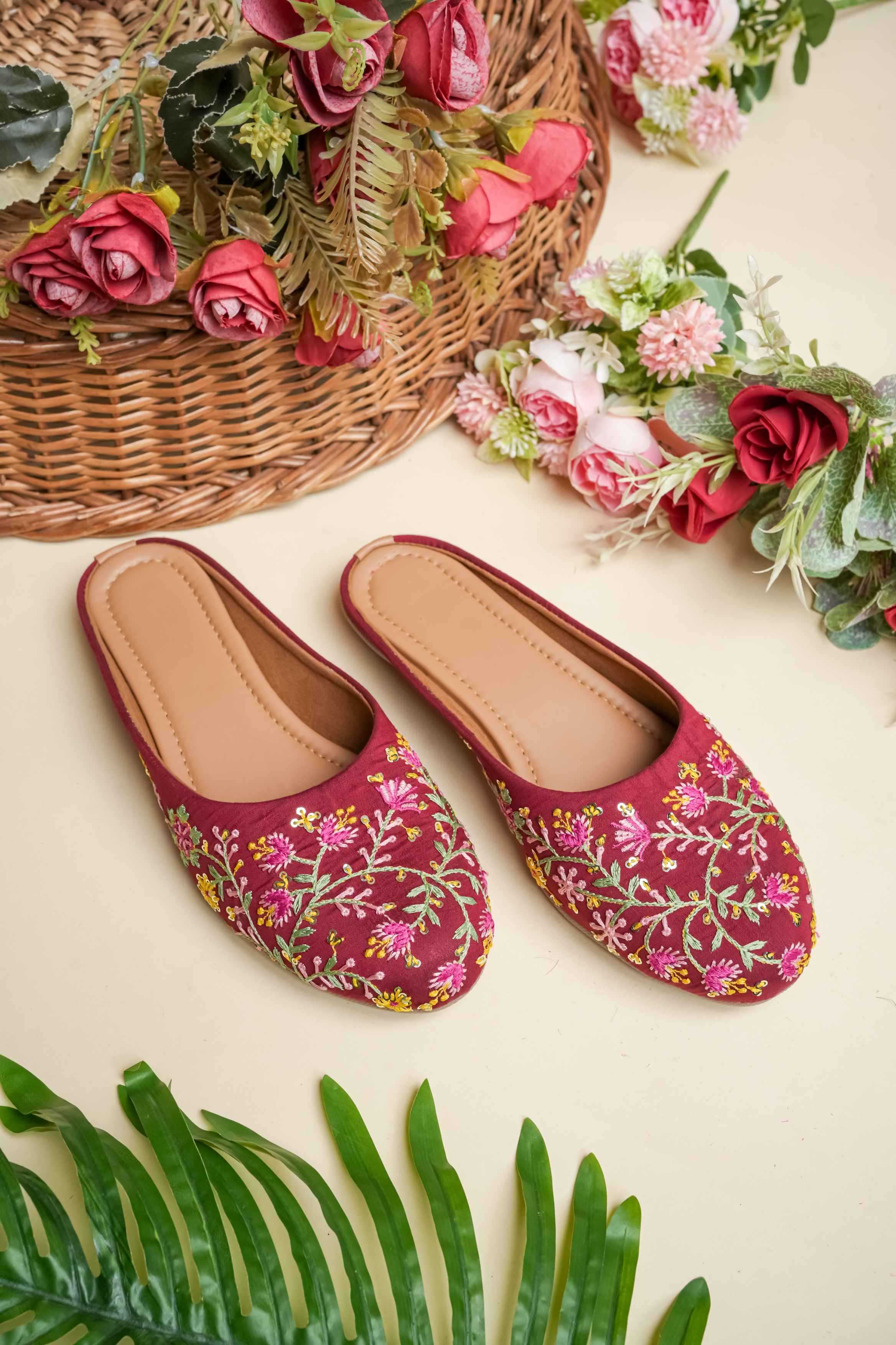YNF Wholesale Premium Roman Silk Designer Juttis KESH641 Marron embroidery jutti | Surat Manufacturer