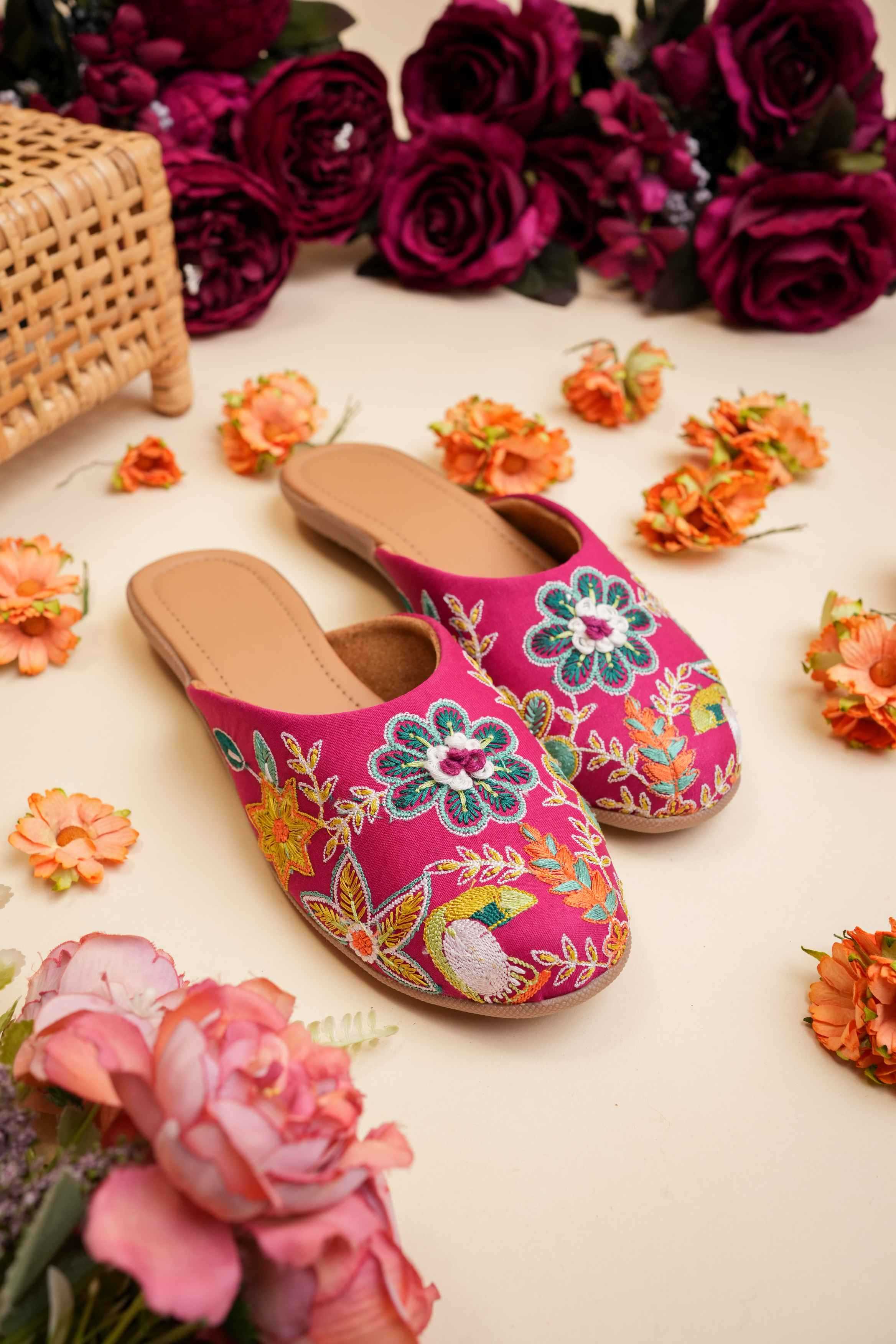 YNF Wholesale Premium Roman Silk Designer Juttis KESH641 Pink jutti | Surat Manufacturer