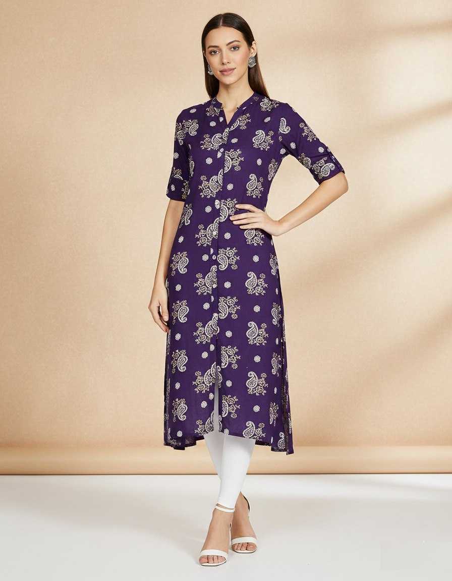 YNF Wholesale Rayon Long Kurtis KESH559 Navyblue | Surat Manufacturer