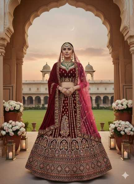 YNF Wholesale Velvet Embroidered Lehenga KESH639 18 | Surat Manufacturer
