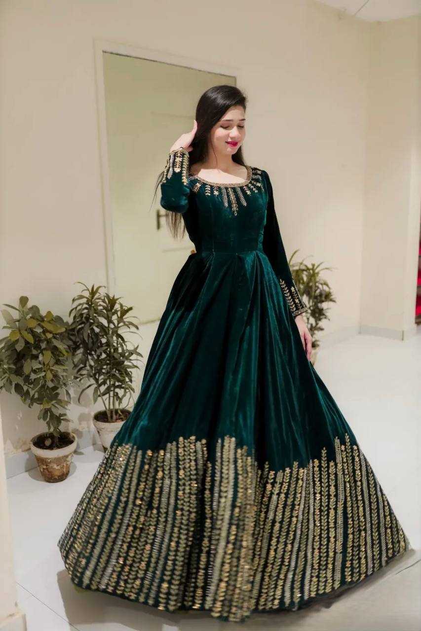 YNF Wholesale Velvet Anarkali Gown RIN162 5951 | Surat Manufacturer