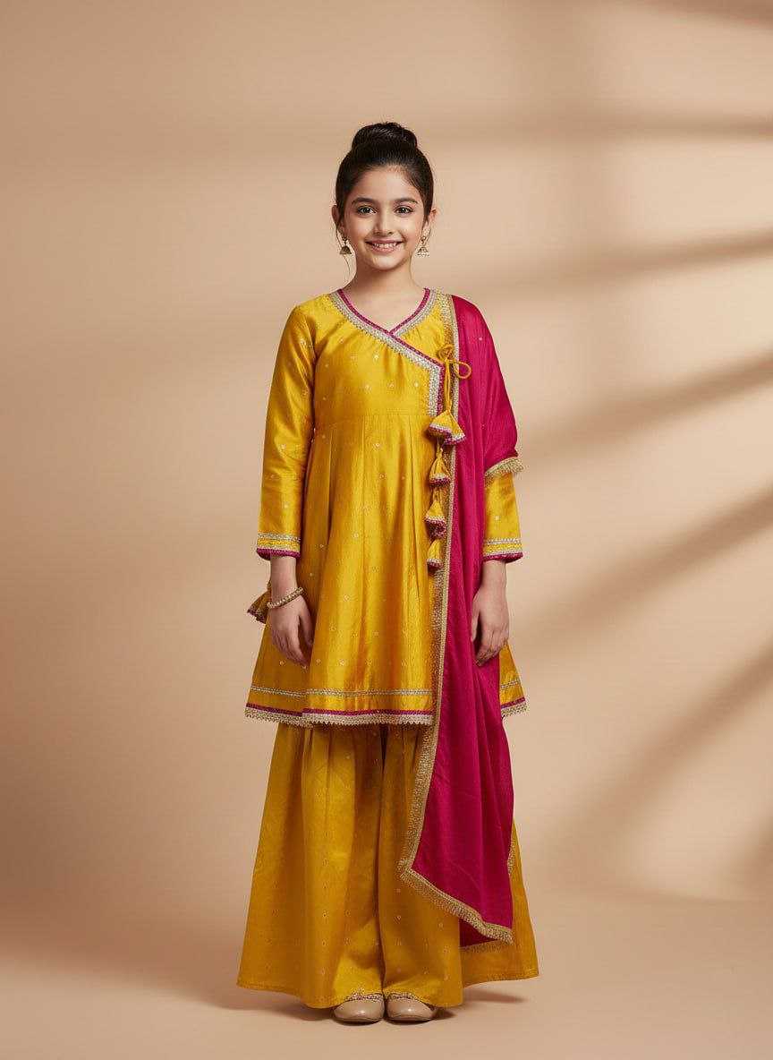 YNF Wholesale Chanderi Cotton    Kids Sharara KESH461 223 | Surat Manufacturer