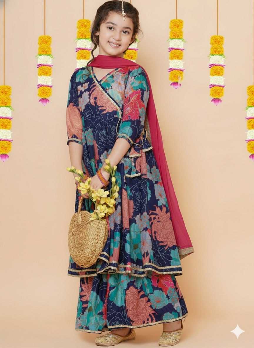 YNF Wholesale Chanderi Silk Kids Sharara KESH642 078 | Surat Manufacturer