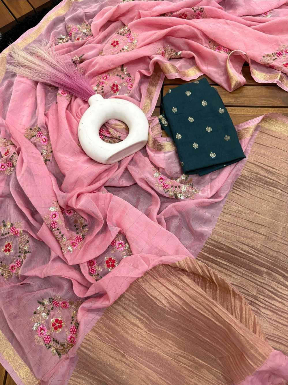 YNF Wholesale Chinon Sequence Sarees KESH676 Viscose Chex | Surat Manufacturer