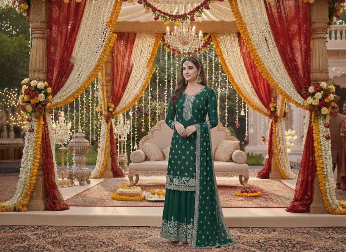 YNF Wholesale Chinon Palazzo Suit RIN236 72691 | Surat Manufacturer