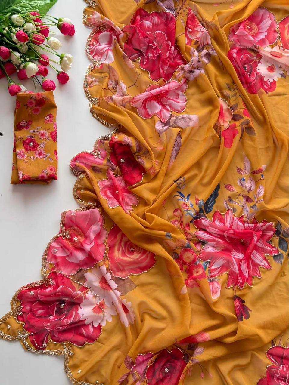 YNF Wholesale Georgette Party Wear Sarees KESH518 4443 | Surat Manufacturer