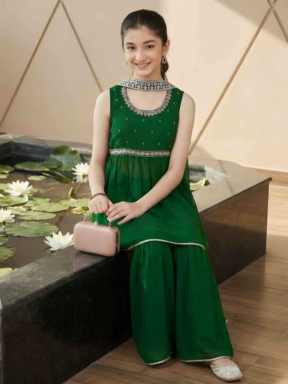 YNF Wholesale Georgette Kids Sharara KESH642 079 | Surat Manufacturer