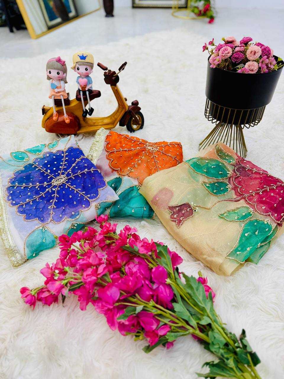 YNF Wholesale Organza Silk Printed Duppata KESH158 8007 | Surat Manufacturer