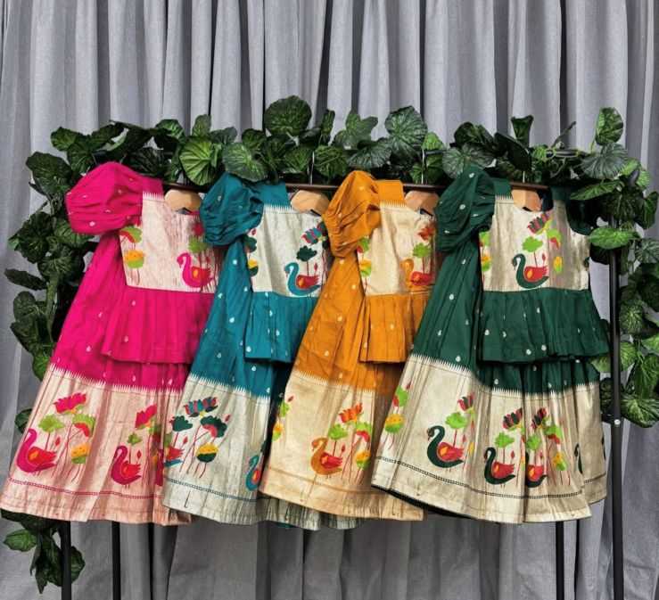 YNF Wholesale Premium Silk Kids Lehenga RIN235 Teal Green | Surat Manufacturer