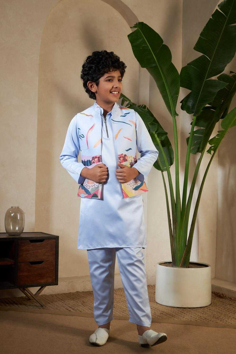 YNF Wholesale Satin Boys Kurta Pyjama RIN202 91071 ETHNIC CARNIVAL | Surat Manufacturer