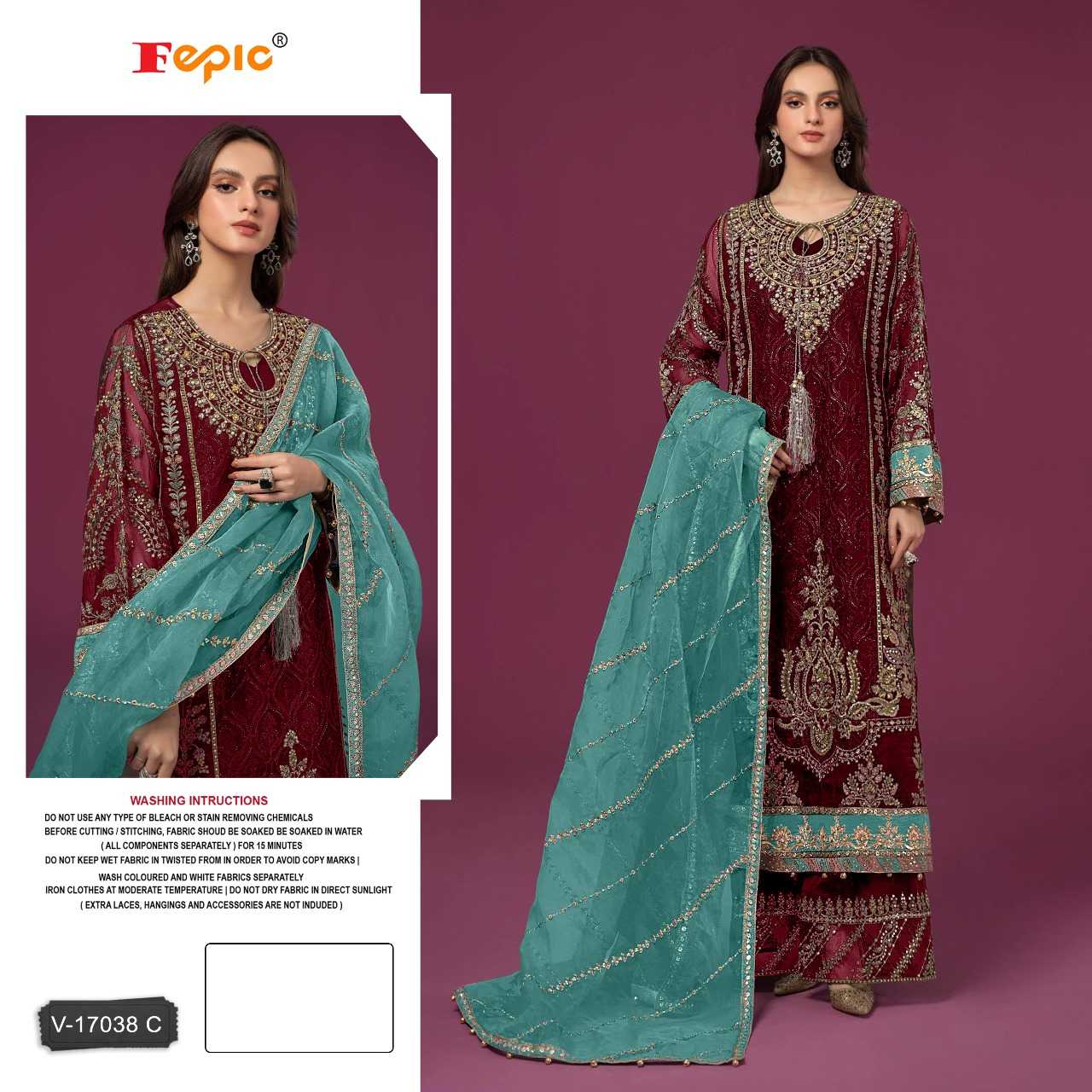 YNF Wholesale Velvet Pakistani Suits KESH677 FEPIC ROSEMEEN 17038 | Surat Manufacturer