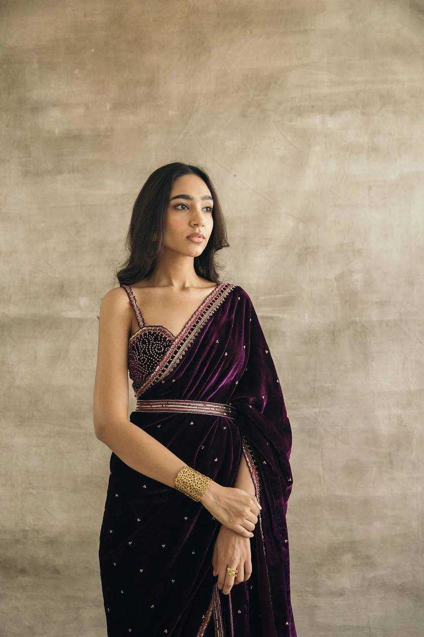 YNF Wholesale Velvet Party Wear Sarees RIN213 309 | Surat Manufacturer