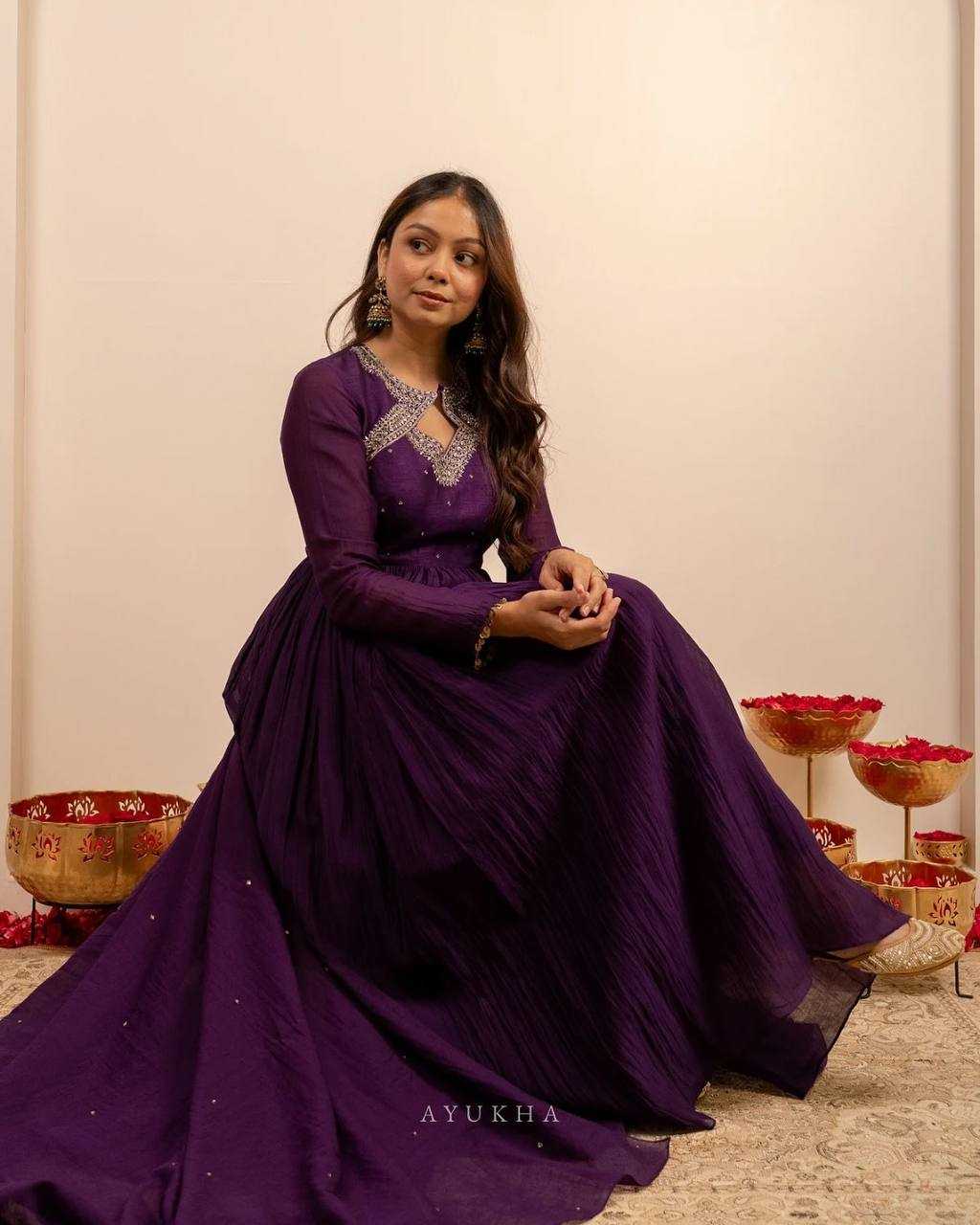 YNF Wholesale Vichitra Silk Anarkali Suits RIN162 5975 | Surat Manufacturer