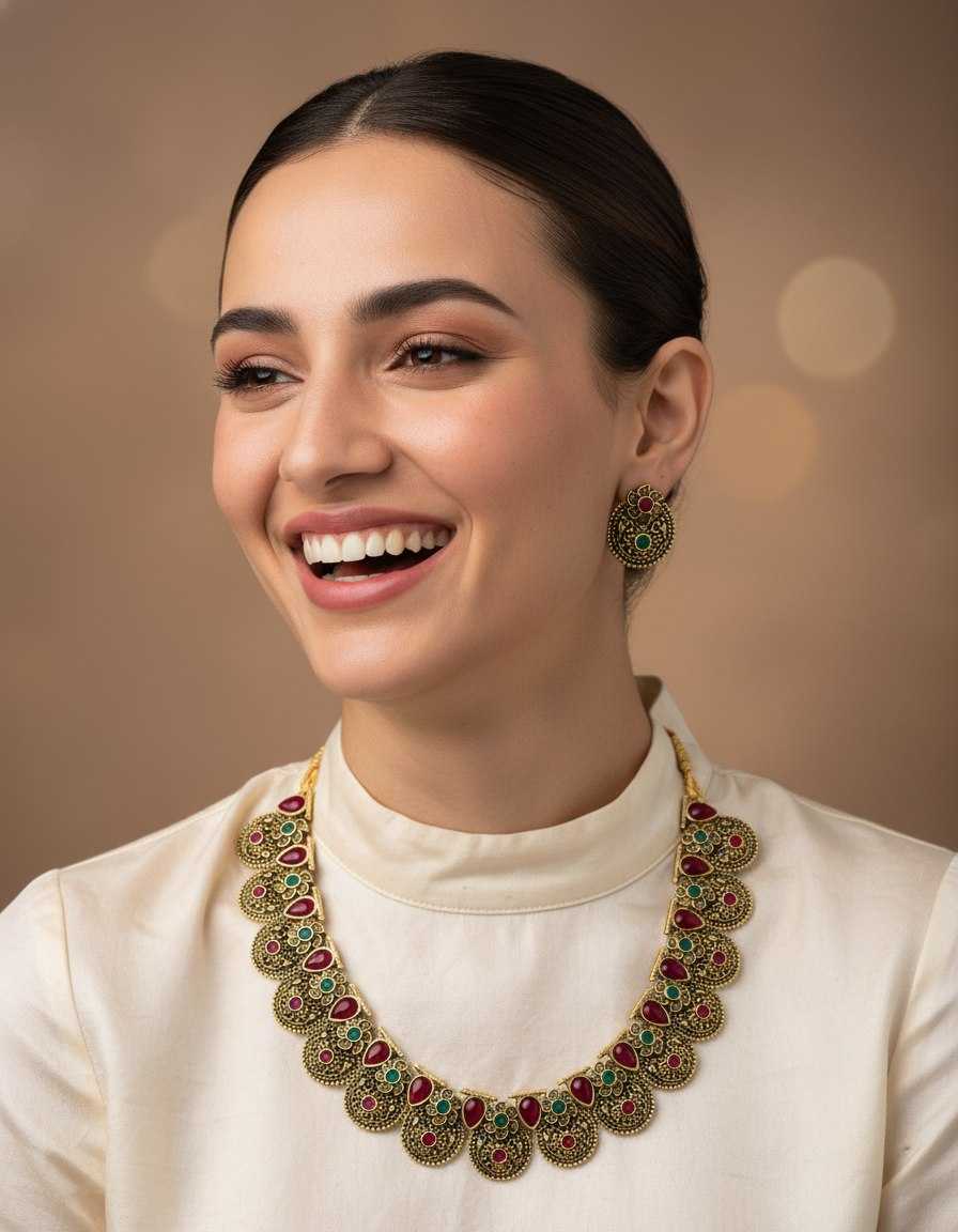 YNF Wholesale Brass Golden Necklace Set KESH191 PARESH | Surat Manufacturer