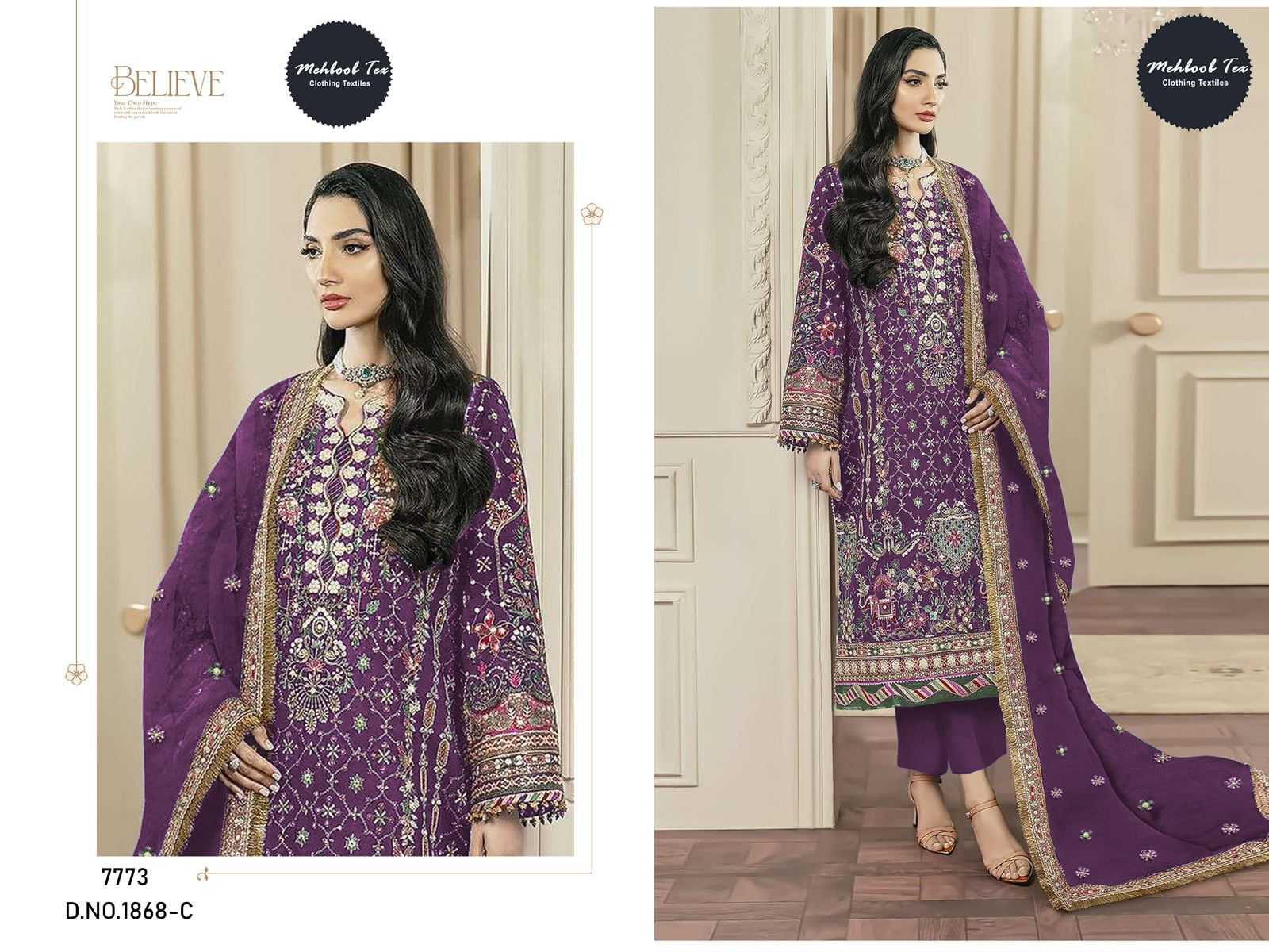 YNF Wholesale Chiffon Embroidery Suits KESH677 DINTING | Surat Manufacturer
