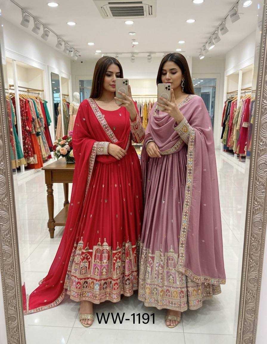 YNF Wholesale Chinon Silk Embroidered Gown KESH506 1191 | Surat Manufacturer