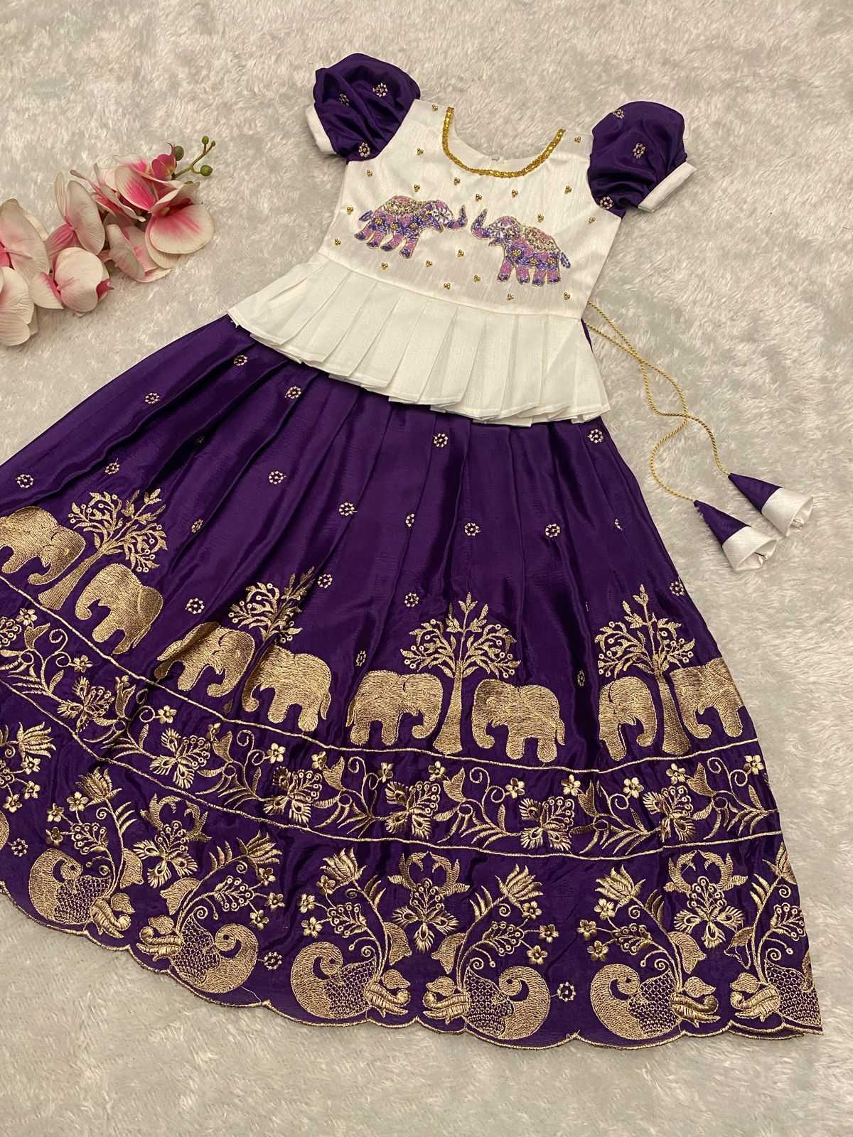 YNF Wholesale Chinon Silk Kids Lehenga RIN235 110 | Surat Manufacturer