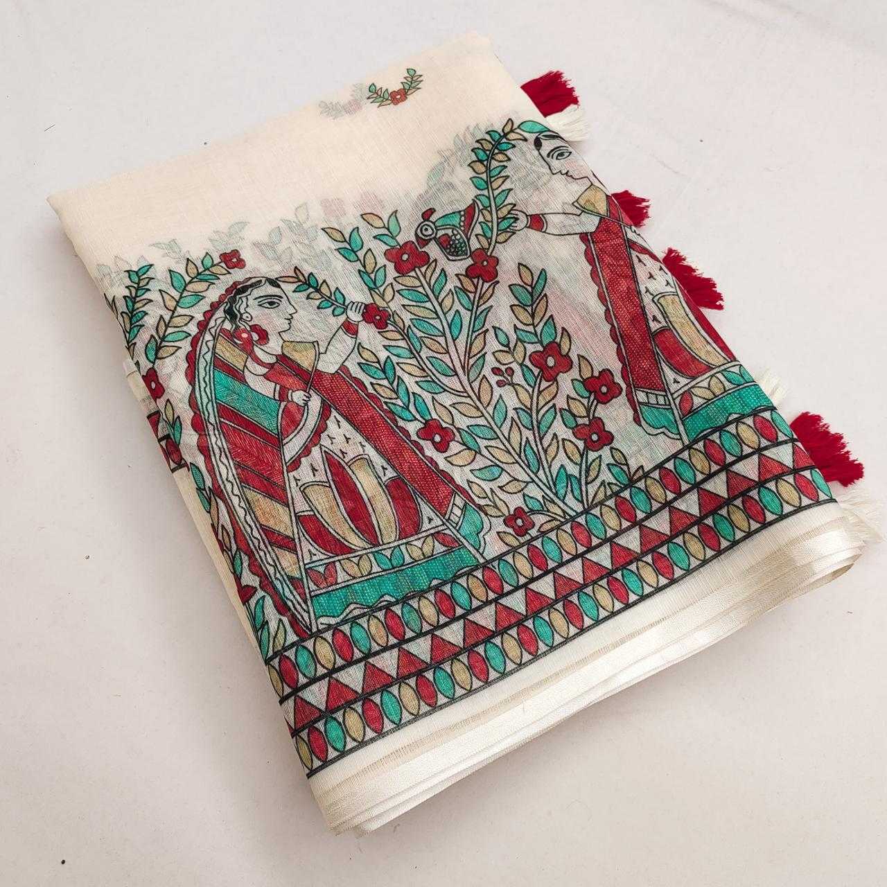 YNF Wholesale Cotton Linen Cotton Linen Sarees RIN231 MADHUBANI PRINT | Surat Manufacturer