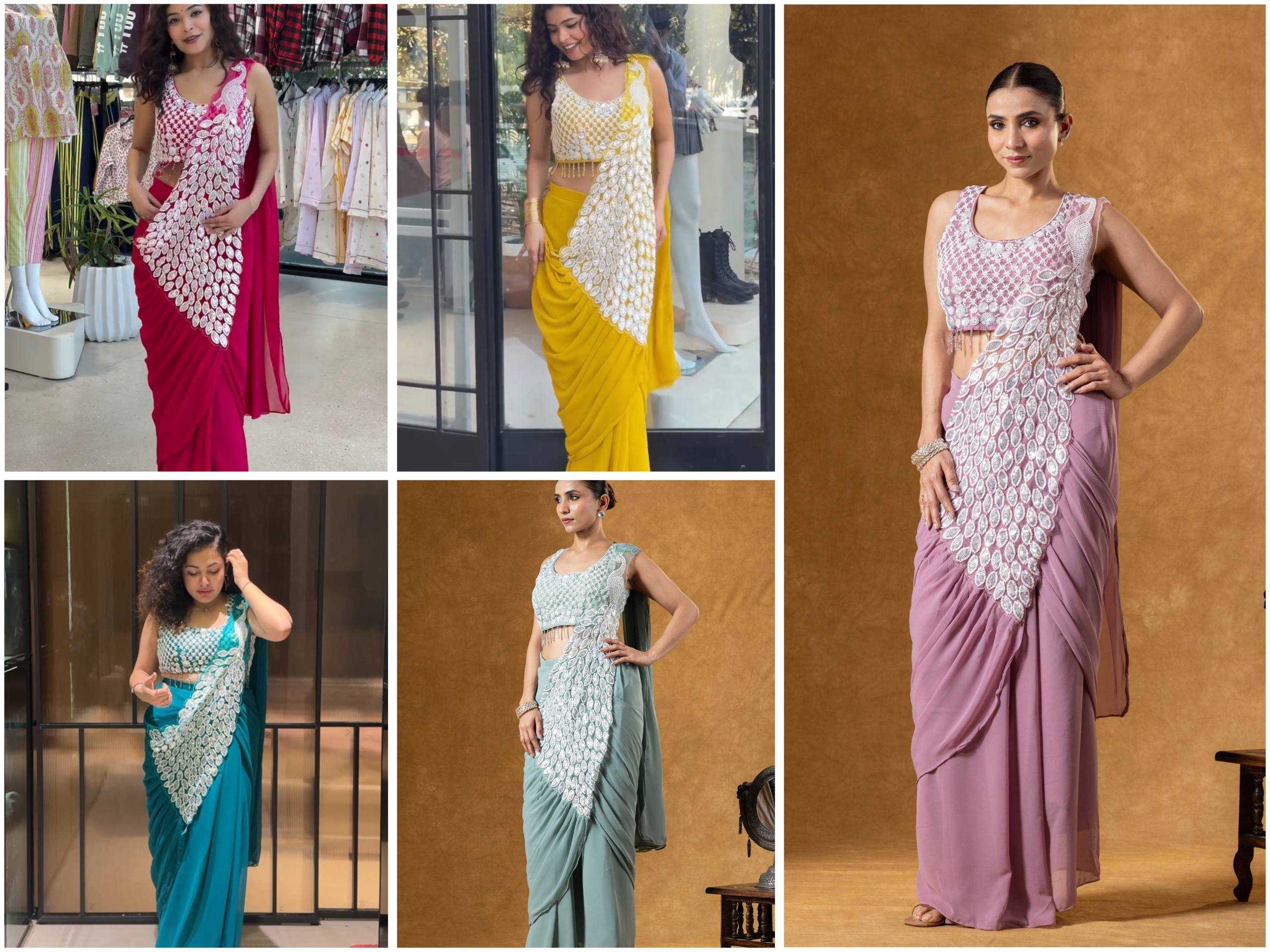 YNF Wholesale Faux Georgette Ready To Wear Sarees RIN215 1165 | Surat Manufacturer