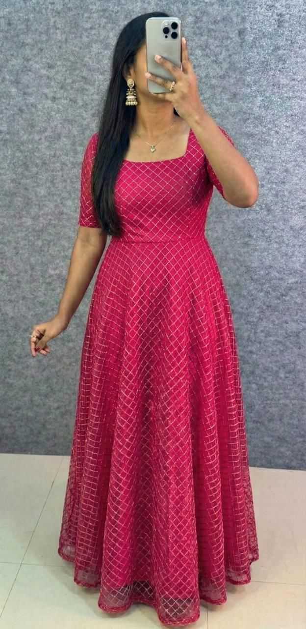 YNF Wholesale Net Embroidery Gowns KESH599 110 | Surat Manufacturer