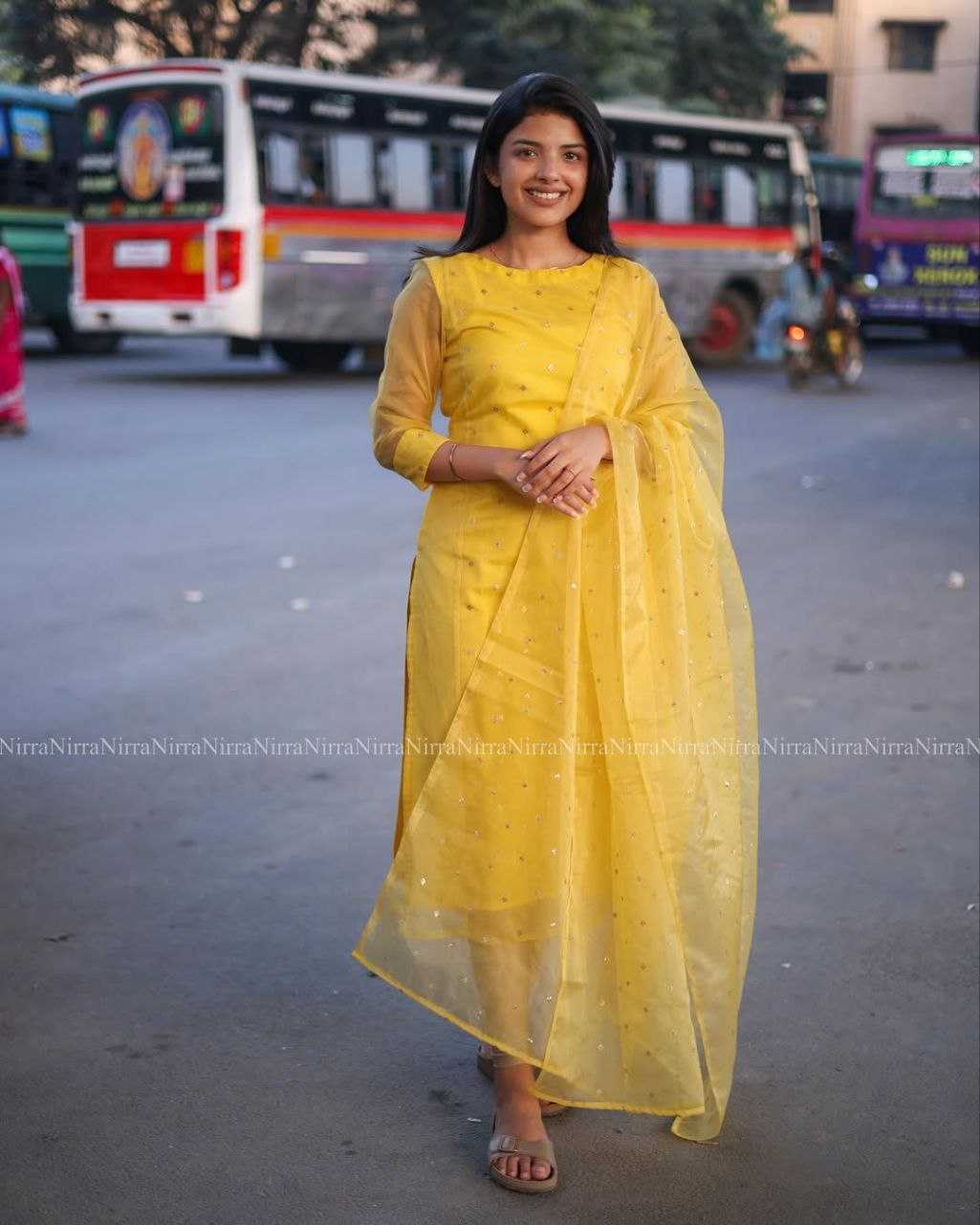 YNF Wholesale Organza Embroidery Suits KESH640 Yellow Bindi | Surat Manufacturer
