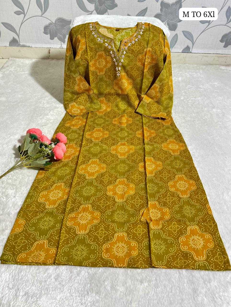 YNF Wholesale Rayon Bandhni Designer Kurtis KESH720 Top | Surat Manufacturer