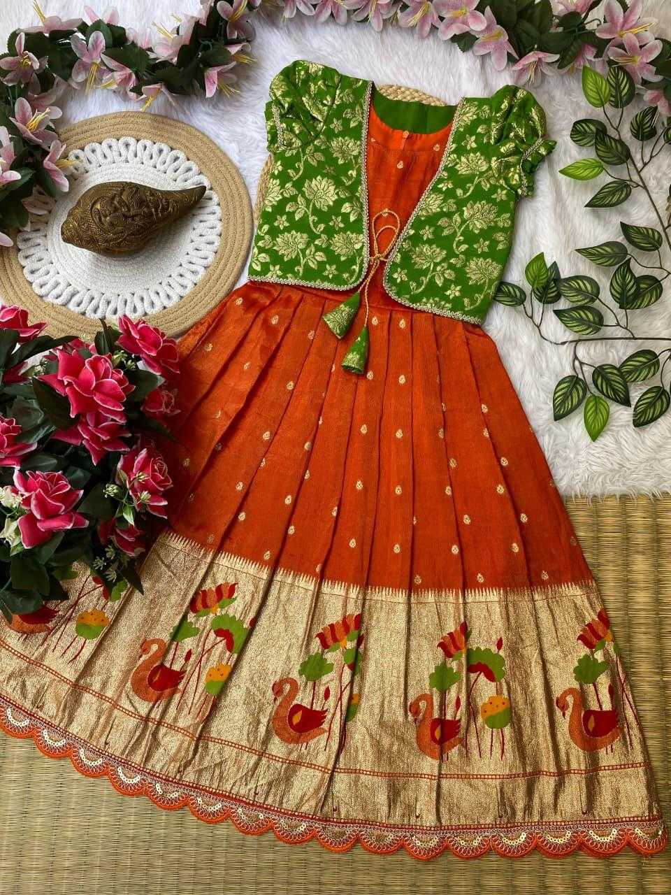 YNF Wholesale Tissue Silk Kids Gown RIN235 124 | Surat Manufacturer