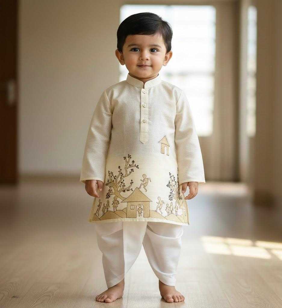 YNF Wholesale Tussar Silk Kids Dhoti Kurta KESH728 Tusser Silk | Surat Manufacturer