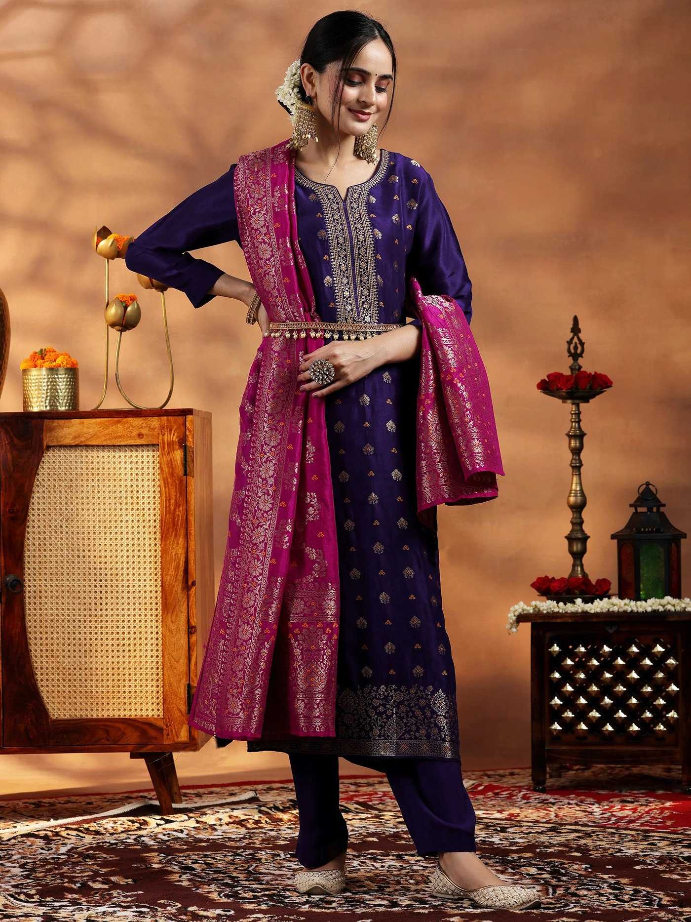 YNF Wholesale Art Silk Embroidery Suits KESH334 Wooglee | Surat Manufacturer