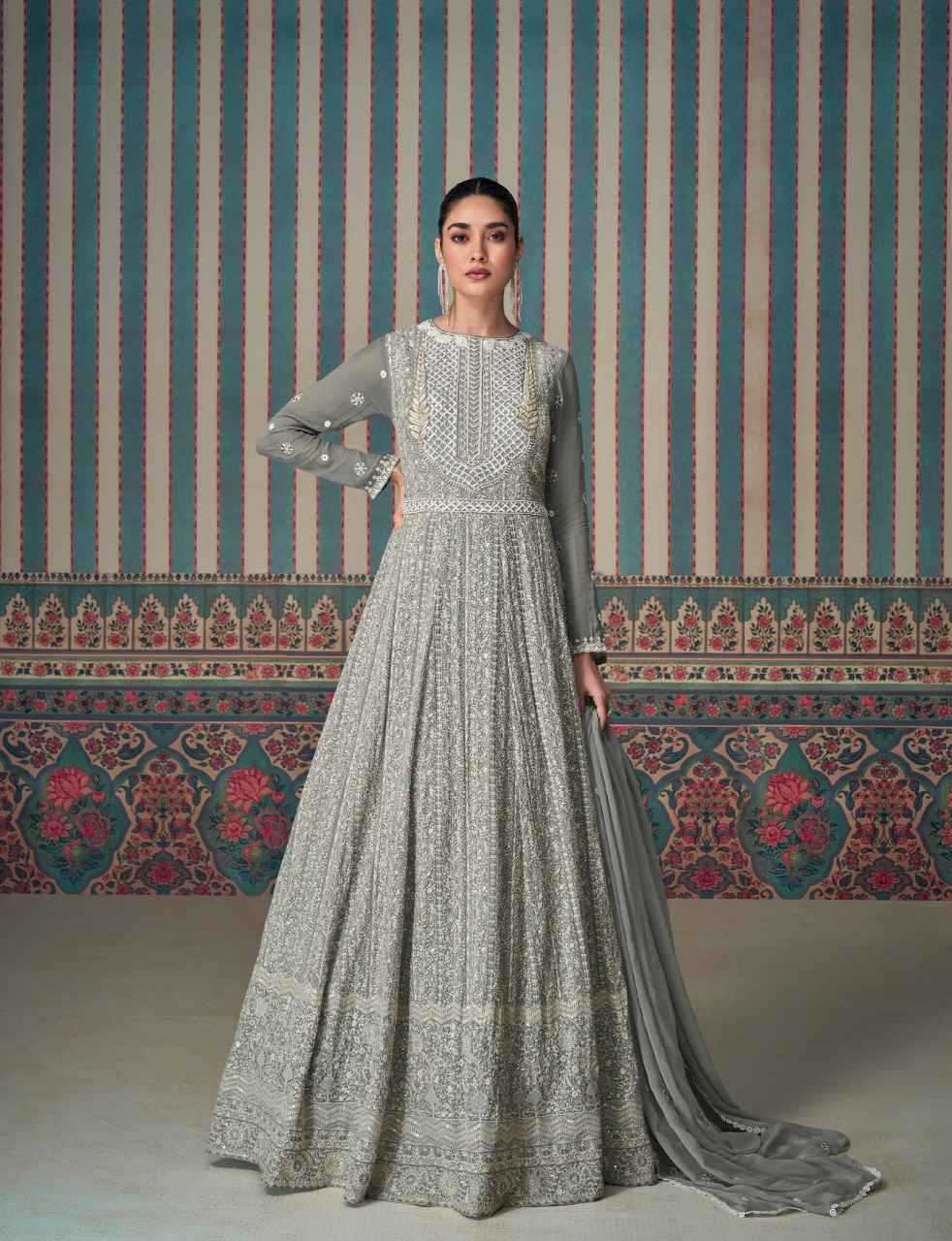 YNF Wholesale Faux Georgette Embroidery Gowns KESH546 1238 | Surat Manufacturer
