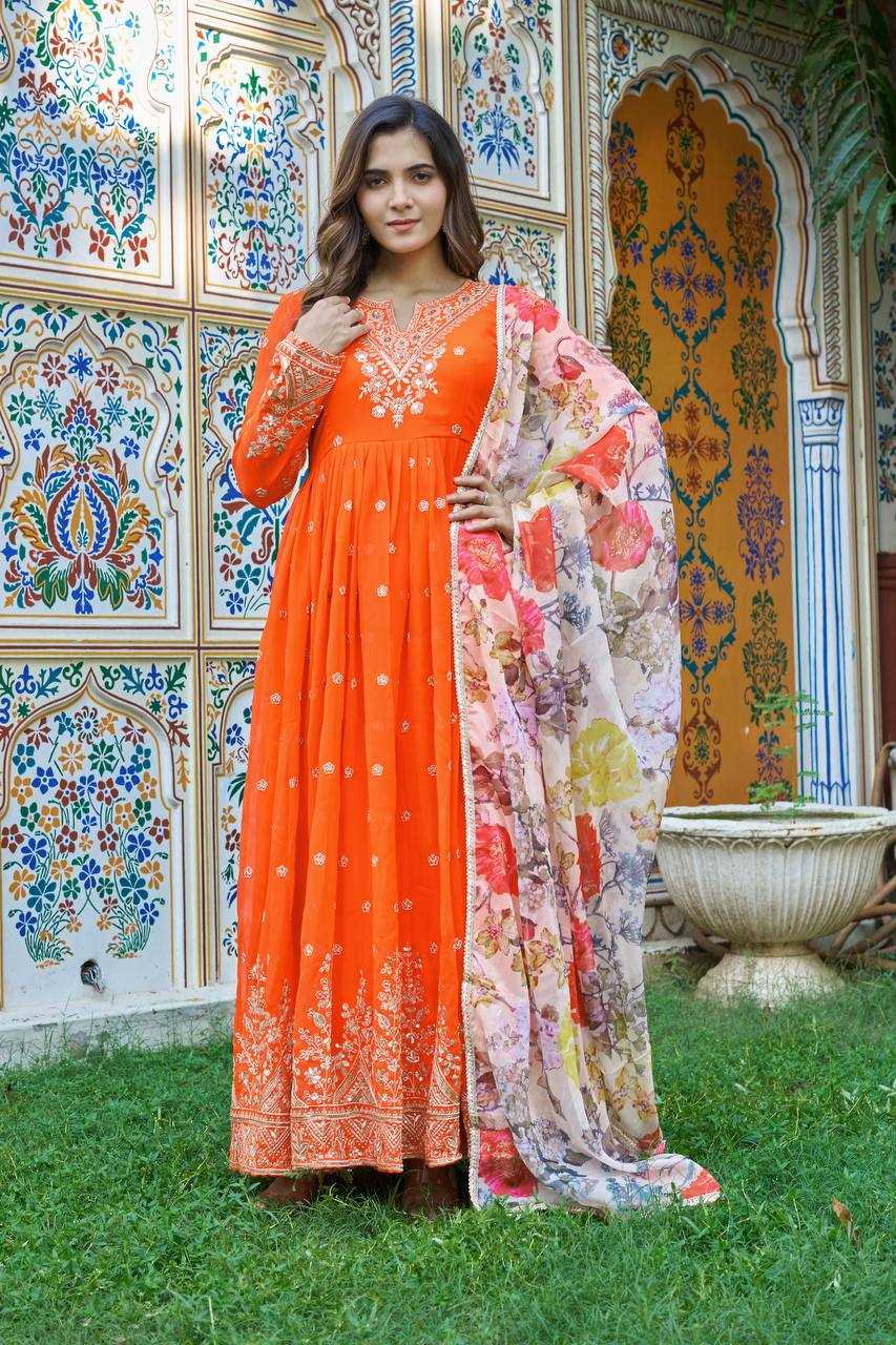 YNF Wholesale Georgette Printed Gowns RIN133 55 | Surat Manufacturer
