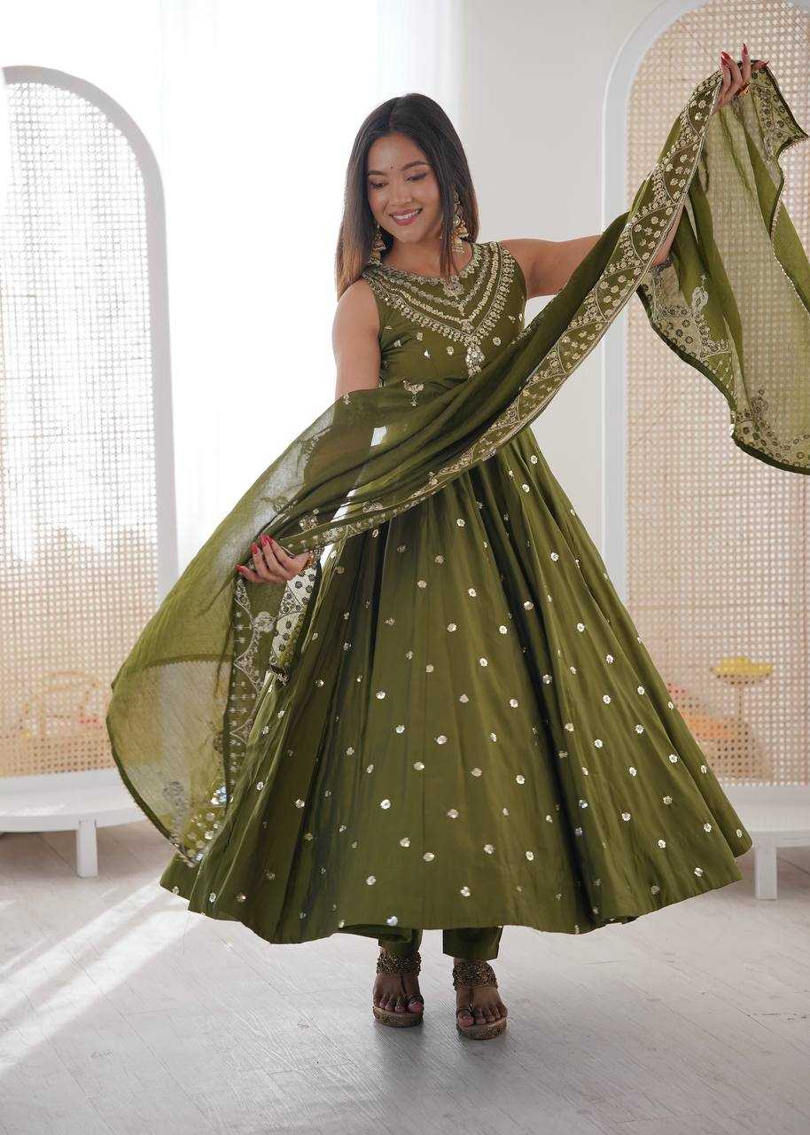 YNF Wholesale Heavy Roman Silk Embroidery Gowns KESH499 038 | Surat Manufacturer