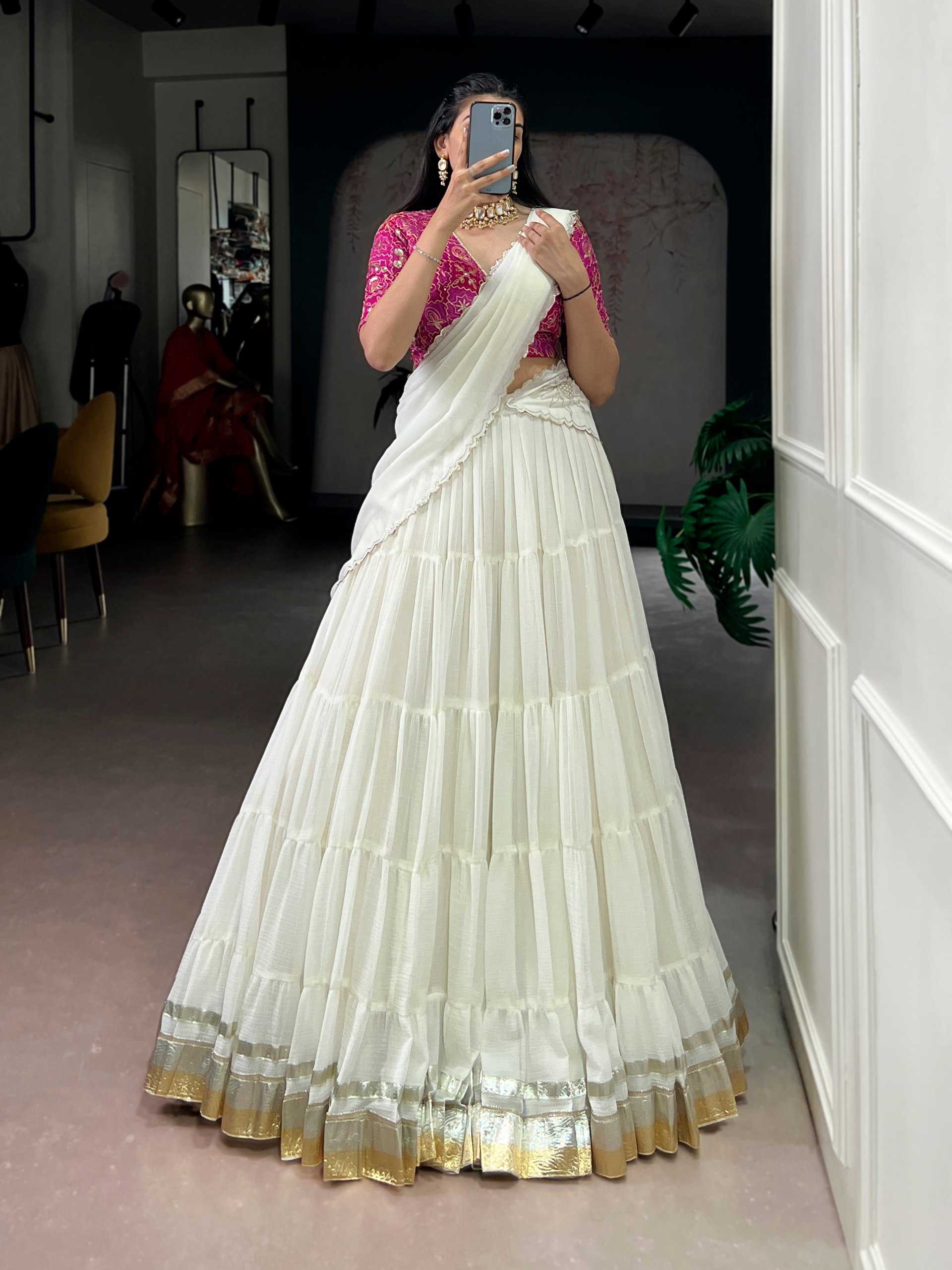 YNF Wholesale Lehriya Foil Designer Lehenga KESH134 LNB1009WHT | Surat Manufacturer