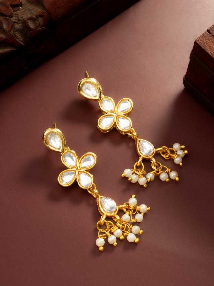 YNF Wholesale Alloy Kundan Earrings KESH105 ER4210 | Surat Manufacturer