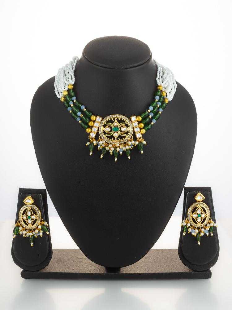 YNF Wholesale Brass Kundan Necklace Set KESH105 NK4872 | Surat Manufacturer