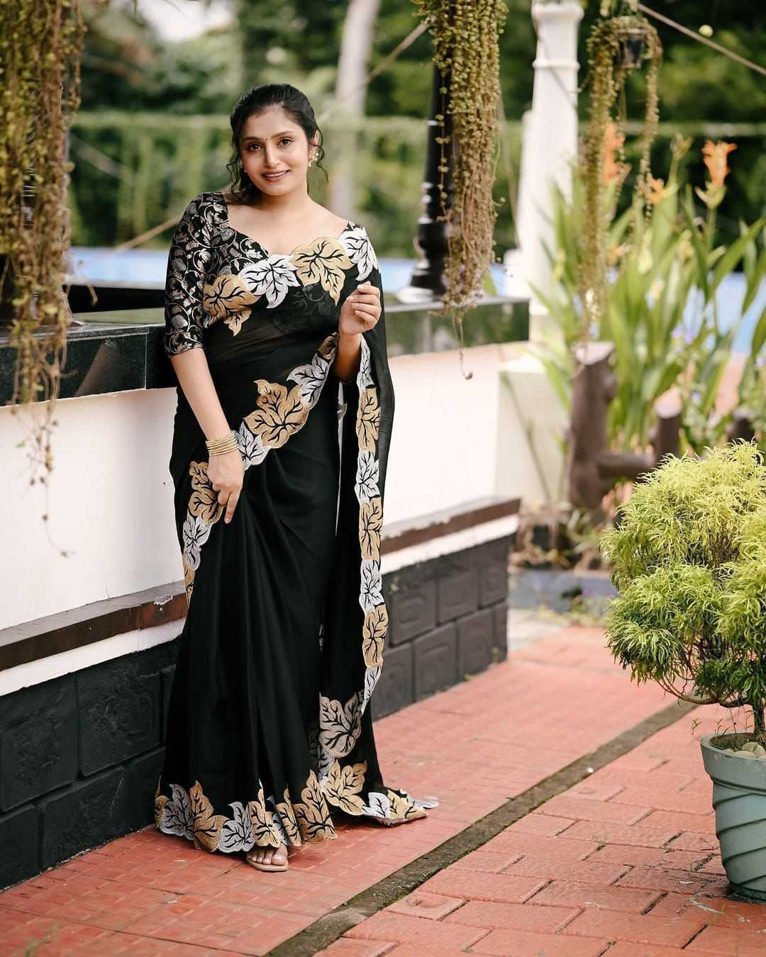 YNF Wholesale Chiffon Chiffon Sarees KESH433 300 BLACK PAAN | Surat Manufacturer