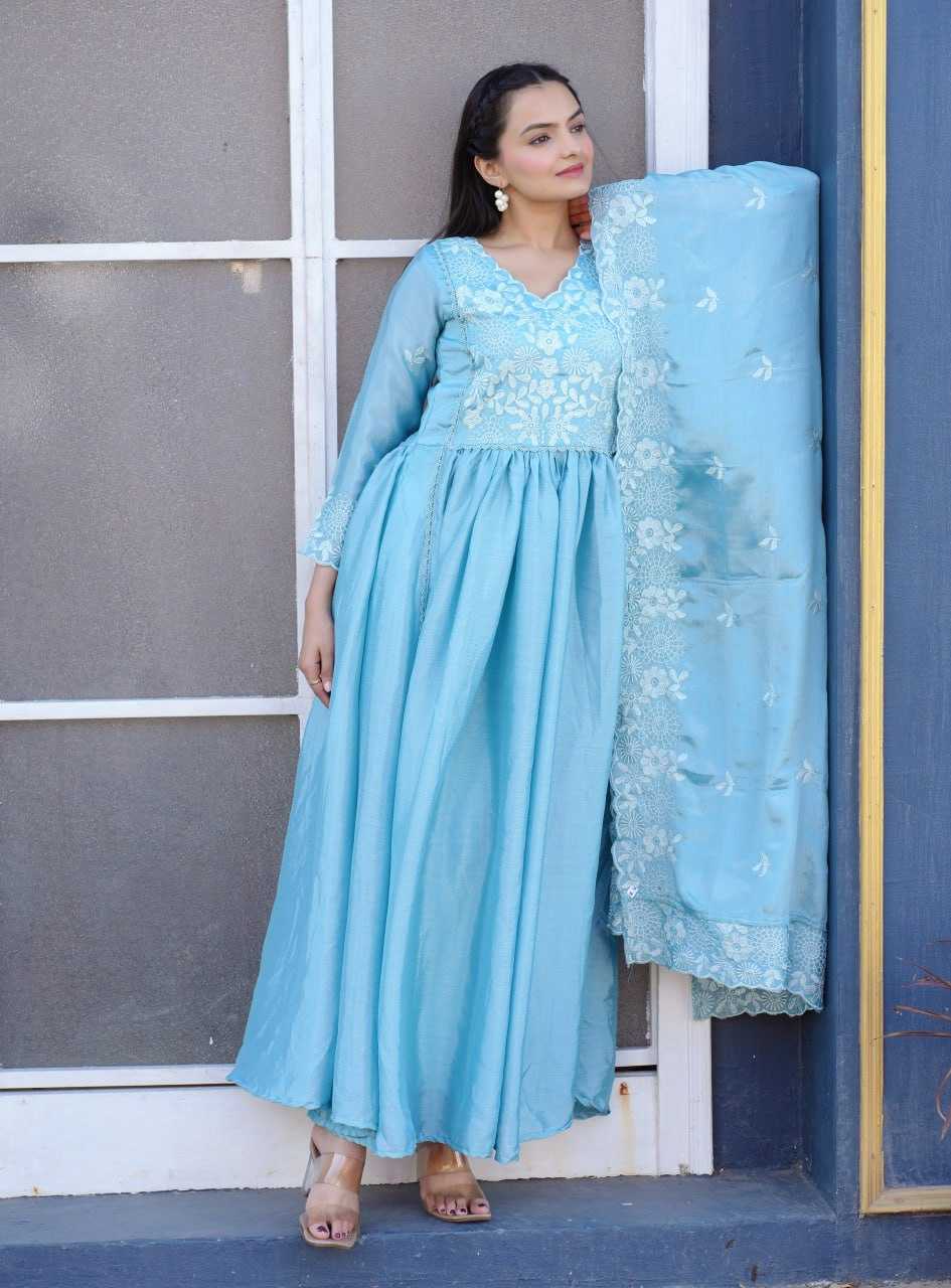 YNF Wholesale Chinon Party Gowns RIN232 40 | Surat Manufacturer
