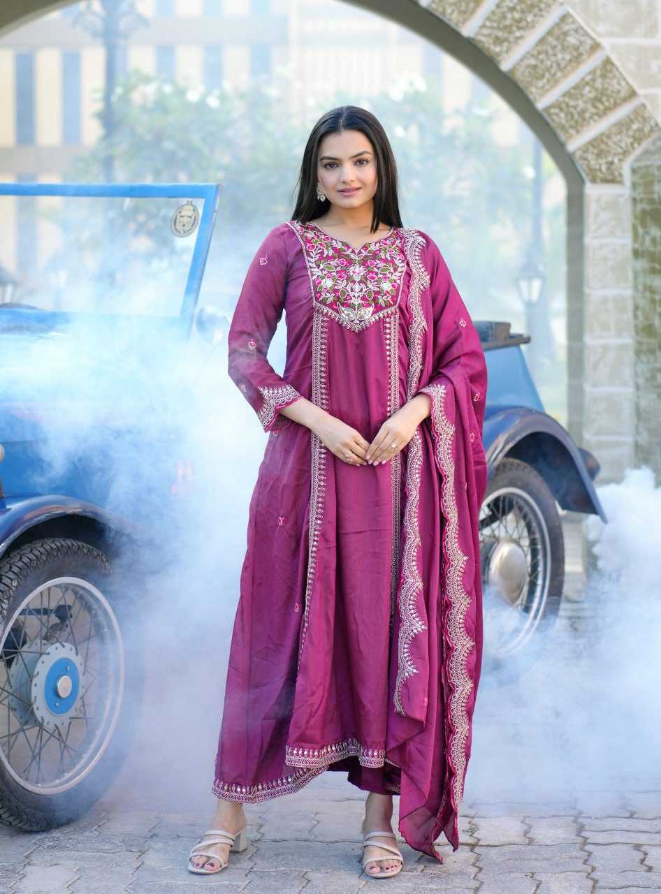 YNF Wholesale Chinon Embroidered Gown RIN232 41 | Surat Manufacturer