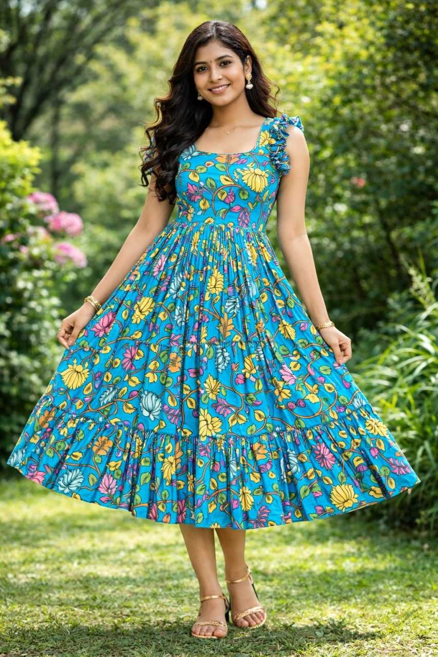YNF Wholesale Cotton Midi Dresses KESH505 Mul | Surat Manufacturer